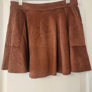 Cider Brown Suede Skater Skirt